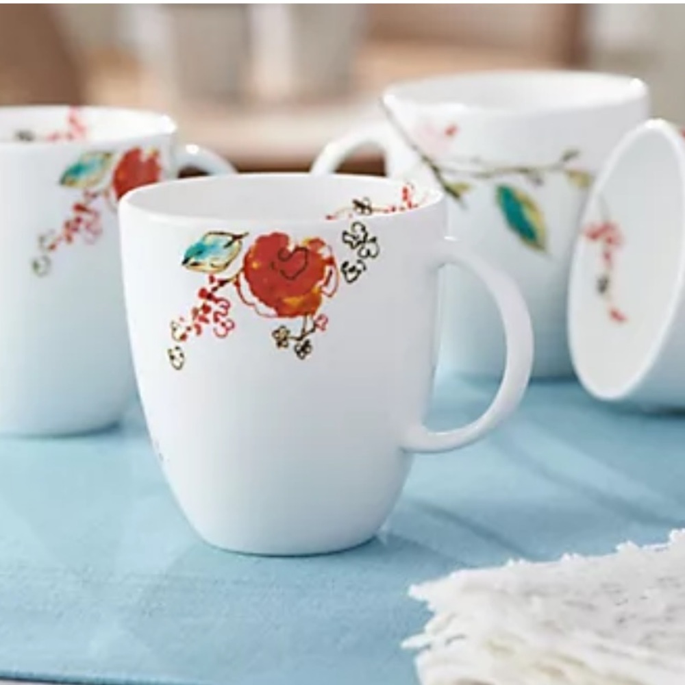 Lenox Chirp  Bone China Coffee Tea Mug Set of 4